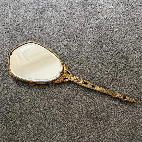 Vintage Brass Handheld Mirror - Picture 1 of 4